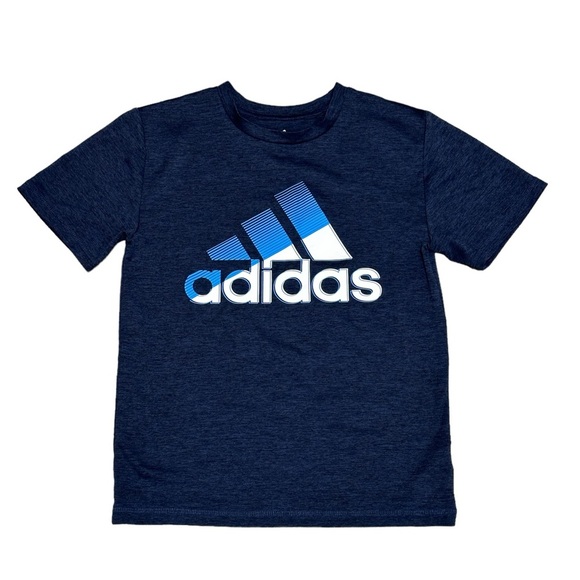 Adidas Youth YS Small 8 Short Sleeve T-Shirt Top Tee Navy Blue White Aeroready - Picture 3 of 7